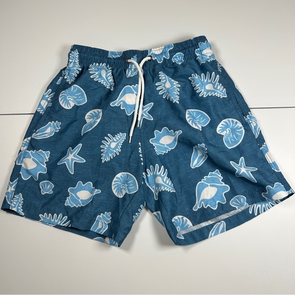Trunks Surf & Swim Co Kids Blue Seashell Swim Trunks Size S